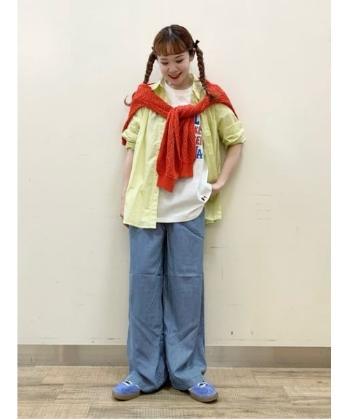 BACK NUMBER(バックナンバー)の「BACK NUMBER(バックナンバー)接触冷感ヒッコリーワイドパンツ(その他パンツ・レディース・ブルー・L/M/S)」の10枚目の写真