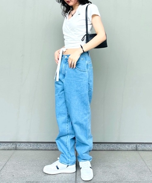 LACOSTE(ラコステ)の「ハイストレッチ 鹿の子 ラップフロント クロップド丈半袖ポロシャツ(ポロシャツ・レディース・ホワイト/ブラック・34/36/38/40)」の12枚目の写真