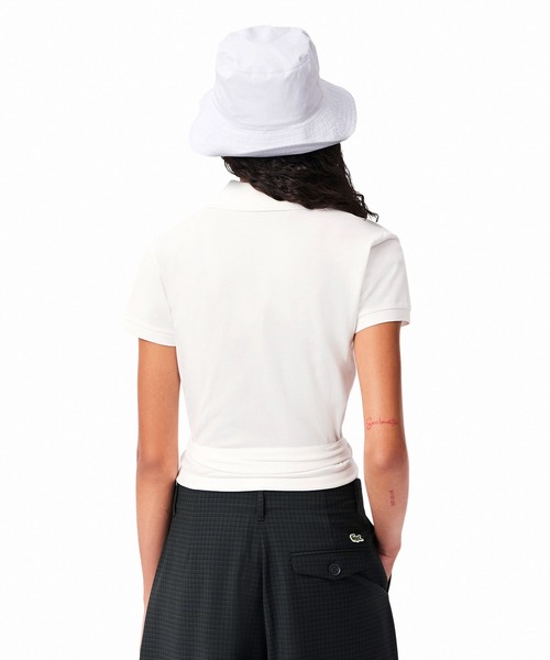LACOSTE(ラコステ)の「ハイストレッチ 鹿の子 ラップフロント クロップド丈半袖ポロシャツ(ポロシャツ・レディース・ホワイト/ブラック・34/36/38/40)」の5枚目の写真