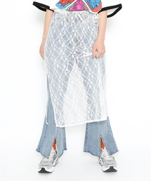 リボン付きレースレイヤードスカート