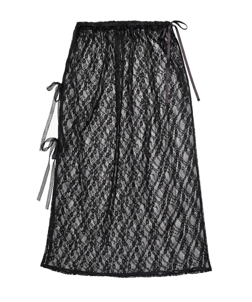 PUNYUS（プニュズ）の「リボン付きレースレイヤードスカート（スカート・レディース・ホワイト/ブラック・2/4/3/1）」の7枚目の写真