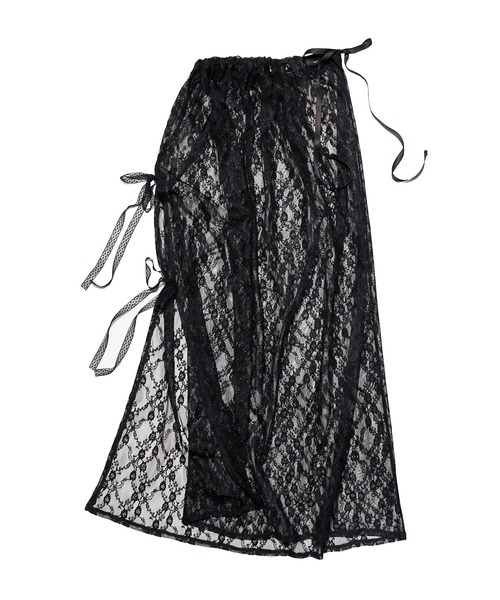 PUNYUS（プニュズ）の「リボン付きレースレイヤードスカート（スカート・レディース・ホワイト/ブラック・2/4/3/1）」の8枚目の写真