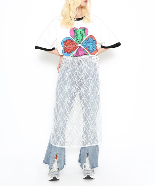 PUNYUS（プニュズ）の「リボン付きレースレイヤードスカート（スカート・レディース・ホワイト/ブラック・2/4/3/1）」の19枚目の写真