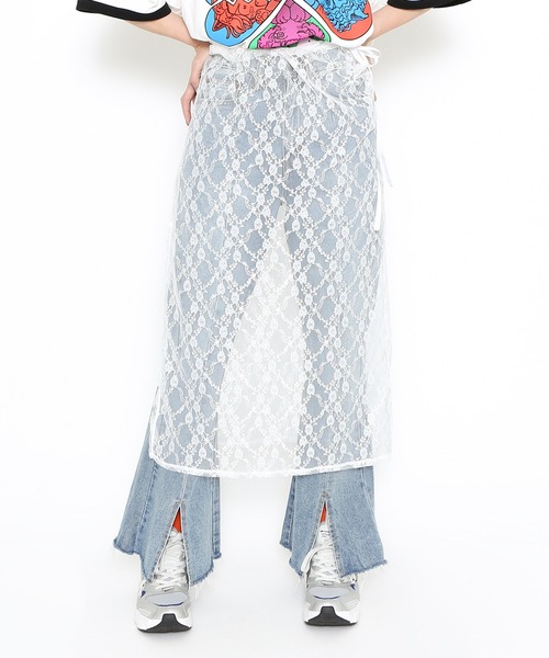 PUNYUS（プニュズ）の「リボン付きレースレイヤードスカート（スカート・レディース・ホワイト/ブラック・2/4/3/1）」の20枚目の写真