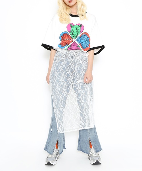 PUNYUS（プニュズ）の「リボン付きレースレイヤードスカート（スカート・レディース・ホワイト/ブラック・2/4/3/1）」の21枚目の写真