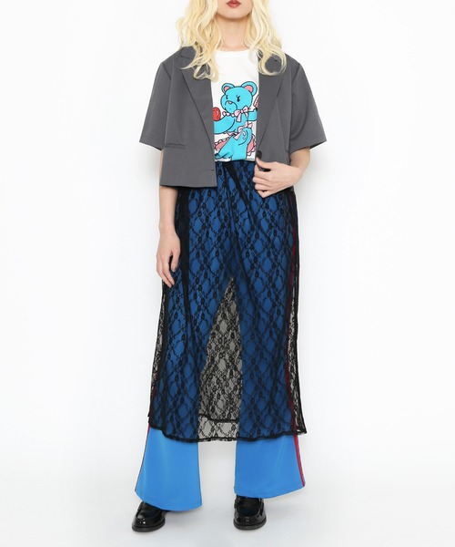 PUNYUS（プニュズ）の「リボン付きレースレイヤードスカート（スカート・レディース・ホワイト/ブラック・2/4/3/1）」の3枚目の写真