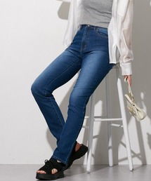 高身長 ストレッチうすカルデニムすっきりストレートパンツ(股下82cm) 丈長め・トールサイズ