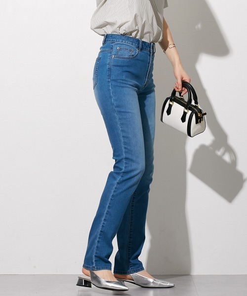 slattgir(スラットジール)の「高身長 ストレッチうすカルデニムすっきりストレートパンツ(股下82cm) 丈長め・トールサイズ(デニムパンツ・レディース・ブルー系/ブルー系その他/ネイビー/ブラック・64/67/70/73/76/80/84/88/96/104)」の11枚目の写真