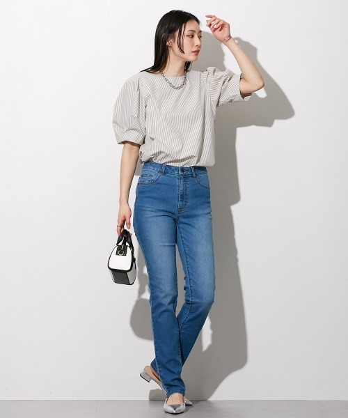 slattgir(スラットジール)の「高身長 ストレッチうすカルデニムすっきりストレートパンツ(股下82cm) 丈長め・トールサイズ(デニムパンツ・レディース・ブルー系/ブルー系その他/ネイビー/ブラック・64/67/70/73/76/80/84/88/96/104)」の9枚目の写真