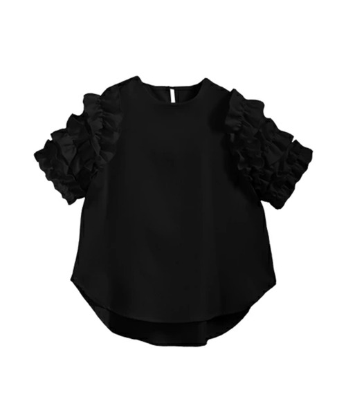 O.S.K（オーエスケー）の「[O.S.K] ショルダーフリルブラウス（シャツ/ブラウス・レディース・ホワイト/ブラック・L/M）」の10枚目の写真