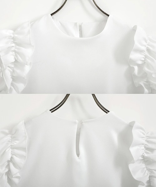 O.S.K（オーエスケー）の「[O.S.K] ショルダーフリルブラウス（シャツ/ブラウス・レディース・ホワイト/ブラック・L/M）」の16枚目の写真