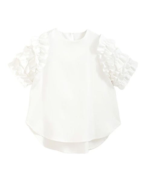 O.S.K（オーエスケー）の「[O.S.K] ショルダーフリルブラウス（シャツ/ブラウス・レディース・ホワイト/ブラック・L/M）」の11枚目の写真