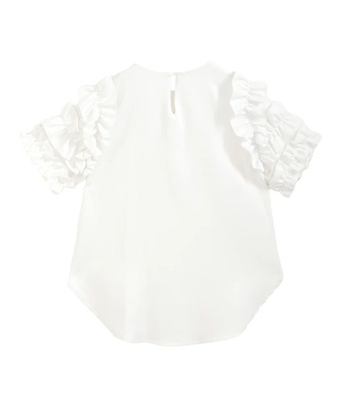 O.S.K（オーエスケー）の「[O.S.K] ショルダーフリルブラウス（シャツ/ブラウス・レディース・ホワイト/ブラック・L/M）」の12枚目の写真