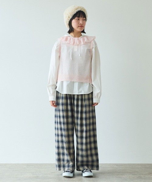 bulle de savon(ビュルデサボン)の「●7G mohair フリル衿ベスト(ニット/セーター・レディース・チャコールグレー/ピンク/ミント・FREE)」の10枚目の写真