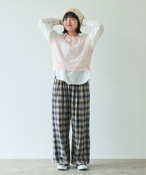 bulle de savon(ビュルデサボン)の「●7G mohair フリル衿ベスト(ニット/セーター・レディース・チャコールグレー/ピンク/ミント・FREE)」の16枚目の写真