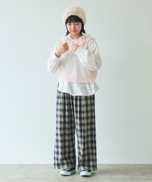 bulle de savon(ビュルデサボン)の「●7G mohair フリル衿ベスト(ニット/セーター・レディース・チャコールグレー/ピンク/ミント・FREE)」の18枚目の写真