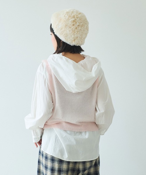 bulle de savon(ビュルデサボン)の「●7G mohair フリル衿ベスト(ニット/セーター・レディース・チャコールグレー/ピンク/ミント・FREE)」の8枚目の写真