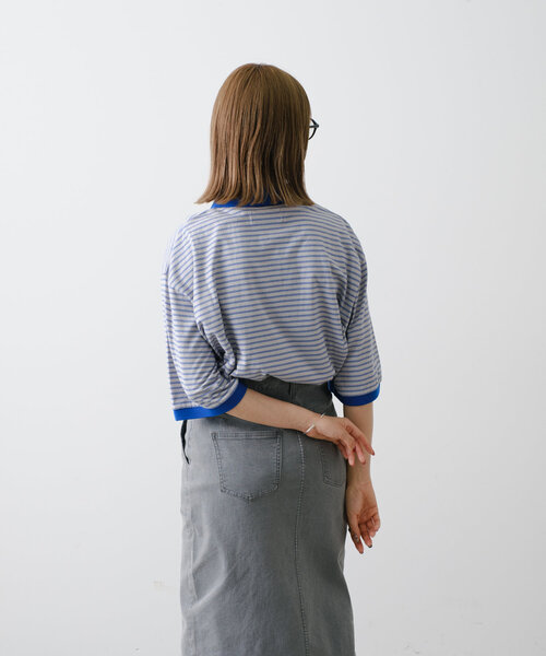 WHIMSIC(ウィムジック)の「【UNISEX】レトロボーダーポロシャツ(ポロシャツ・メンズ・グレー/イエロー/チャコールグレー・FREE)」の15枚目の写真