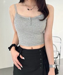 lilful | 【カップ付き】ヘンリーネック レース リブ加工 キャミソール(キャミソール)