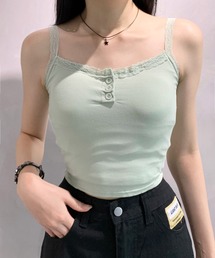 lilful | 【カップ付き】ヘンリーネック レース リブ加工 キャミソール(キャミソール)