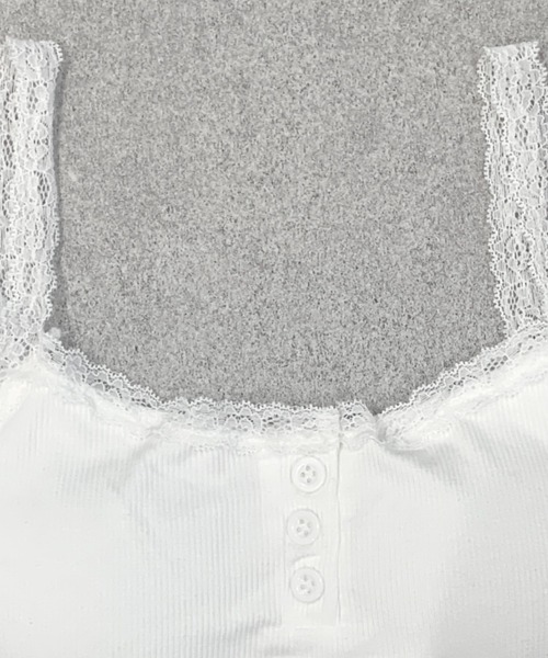 lilful（リルフル）の「【カップ付き】ヘンリーネック レース リブ加工 キャミソール（キャミソール・レディース・ホワイト/グリーン/ブラック/ライトピンク/グレー・F）」の21枚目の写真