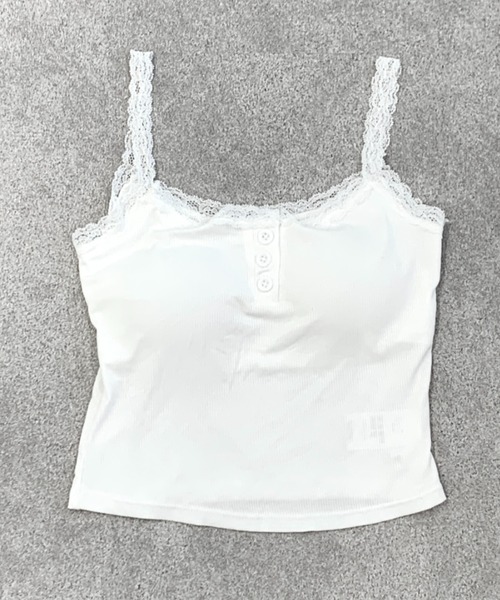 lilful（リルフル）の「【カップ付き】ヘンリーネック レース リブ加工 キャミソール（キャミソール・レディース・ホワイト/グリーン/ブラック/ライトピンク/グレー・F）」の18枚目の写真