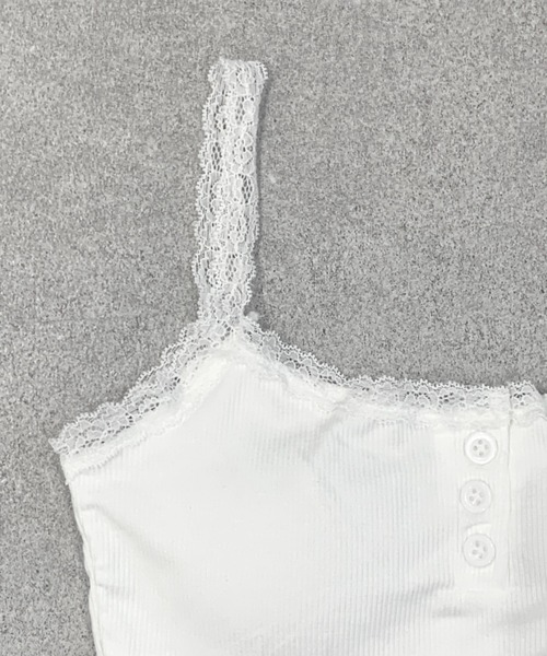 lilful（リルフル）の「【カップ付き】ヘンリーネック レース リブ加工 キャミソール（キャミソール・レディース・ホワイト/グリーン/ブラック/ライトピンク/グレー・F）」の22枚目の写真