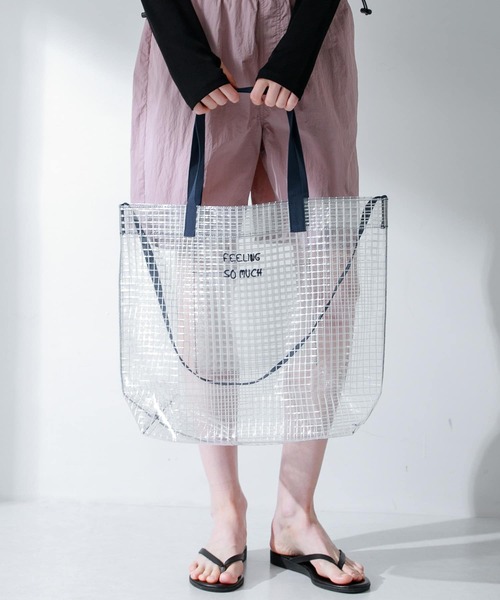 URBAN RESEARCH Sonny Label（アーバンリサーチサニーレーベル）の「ビッグプールバッグ（トートバッグ・レディース・イエロー/ライトブルー/ホワイト・ONE）」の4枚目の写真