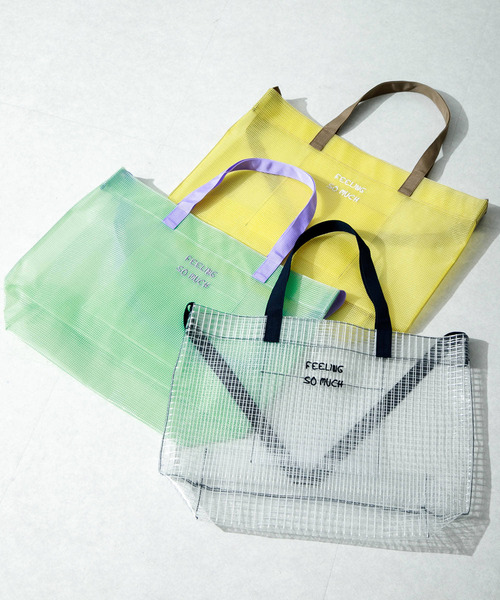 URBAN RESEARCH Sonny Label（アーバンリサーチサニーレーベル）の「ビッグプールバッグ（トートバッグ・レディース・イエロー/ライトブルー/ホワイト・ONE）」の6枚目の写真