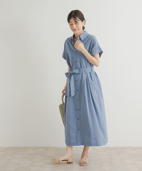 アシードンクラウド ASEEDONCLOUD ウエストリボンシャツワンピース アシードンクラウド ASEEDONCLOUD ウエストリボンシャツワンピース