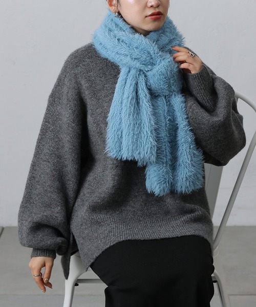 COLONY 2139(コロニートゥーワンスリーナイン)の「シャギーマフラー(マフラー・レディース・スカイブルー/ブラック/モカ・FREE)」の15枚目の写真