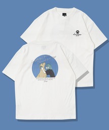 【unisex】ロゴ刺繍 イラストガール Tシャツ / バックプリント オーバーサイズ Tシャツ