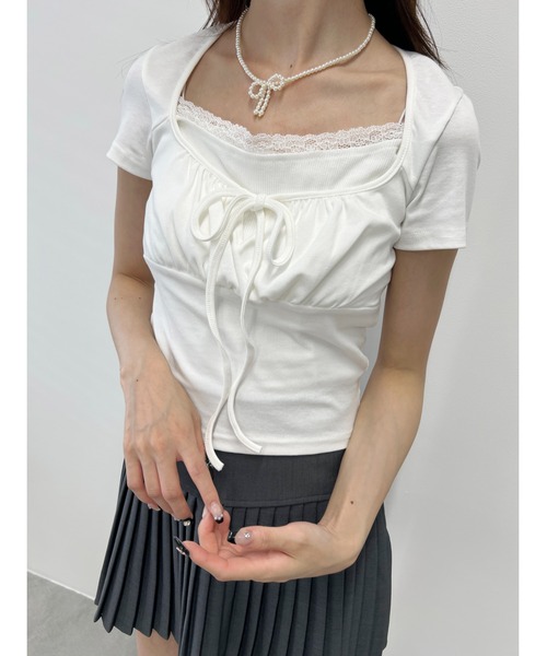 PHILLY（フィリー）の「レイヤードデザイントップス（Tシャツ/カットソー・レディース・ブラック/ホワイト・FREE）」の9枚目の写真