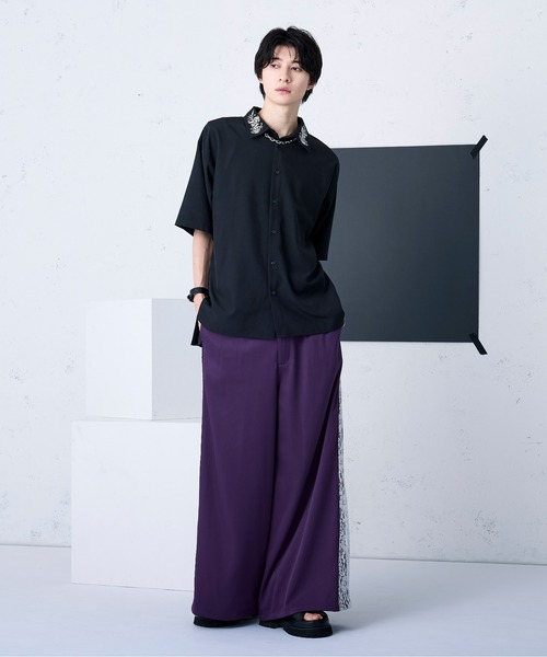 Ellno Loset（エルノロゼット）の「バックプリーツ刺繍シャツ（シャツ/ブラウス・メンズ・オフホワイト/ブラック・LARGE/SMALL/MEDIUM）」の16枚目の写真