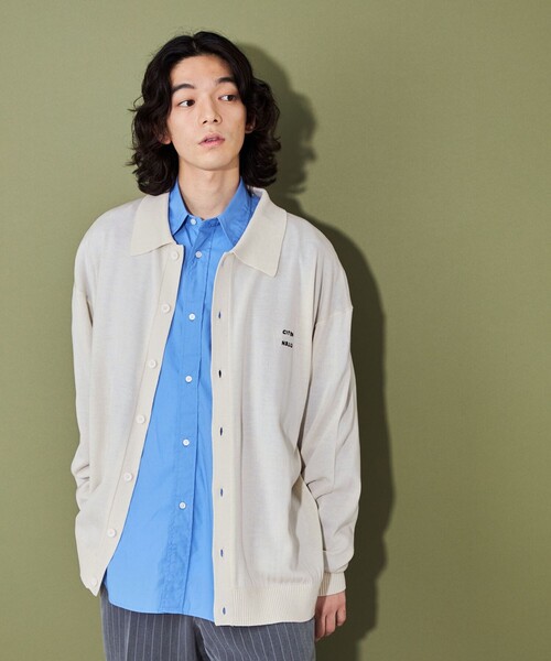 CITEN（シテン）の「＜CITEN＞ハイゲージポロカラーカーディガン（カーディガン/ボレロ・メンズ・ネイビー/オフホワイト・L/M）」の3枚目の写真