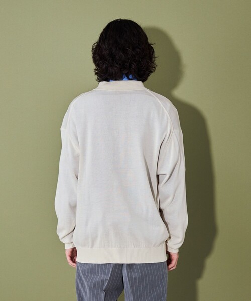 CITEN（シテン）の「＜CITEN＞ハイゲージポロカラーカーディガン（カーディガン/ボレロ・メンズ・ネイビー/オフホワイト・L/M）」の8枚目の写真