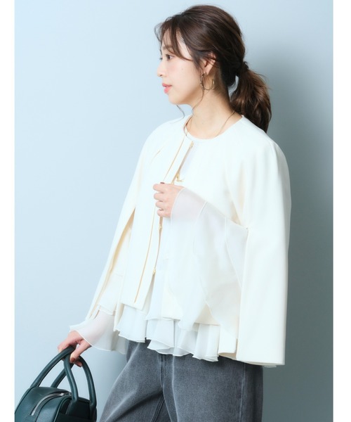 JUSGLITTY(ジャスグリッティー)の「シアーティアードブラウス(シャツ/ブラウス・レディース・ミント/ブラック/オフホワイト・2/1)」の18枚目の写真