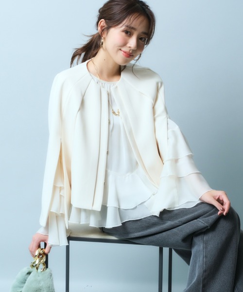 JUSGLITTY(ジャスグリッティー)の「シアーティアードブラウス(シャツ/ブラウス・レディース・ミント/ブラック/オフホワイト・2/1)」の21枚目の写真