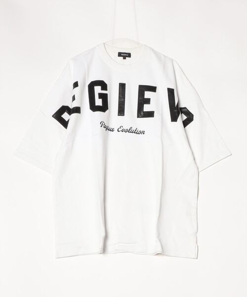 REGIEVO（レジエボ）の「【REGIEVO】  レザーアップリケロゴ ビッグシルエット Tee（Tシャツ/カットソー・メンズ・ブラック/オフホワイト・LARGE/X-LARGE/MEDIUM）」の14枚目の写真
