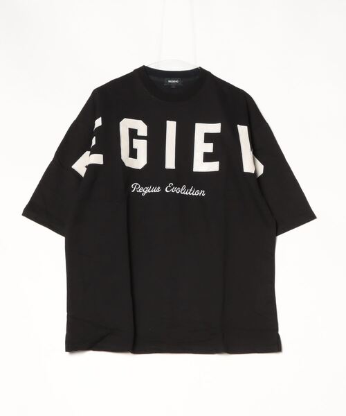REGIEVO（レジエボ）の「【REGIEVO】  レザーアップリケロゴ ビッグシルエット Tee（Tシャツ/カットソー・メンズ・ブラック/オフホワイト・LARGE/X-LARGE/MEDIUM）」の10枚目の写真