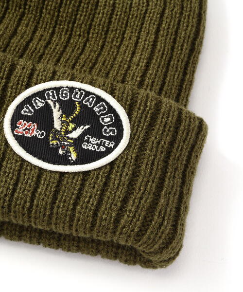 AVIREX（アヴィレックス）の「FLYING TIGER WAPPEN NKITWATCH / フライングタイガー ワッペン ニットワッチ / AVIREX / アヴィレックス（ニットキャップ/ビーニー・メンズ・オリーブ系/ブラック・F）」の9枚目の写真