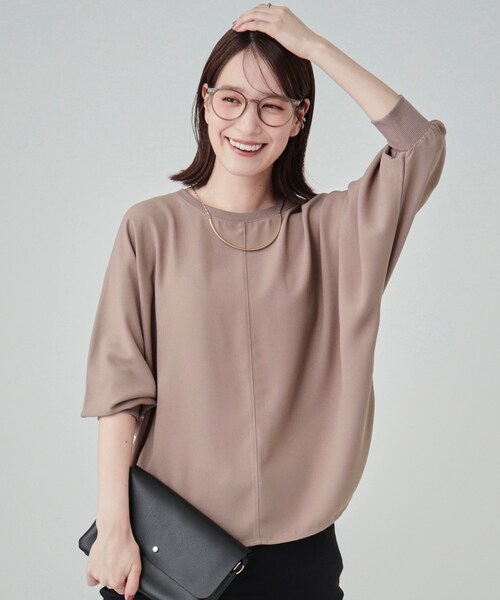 DRESKIP(ドレスキップ)の「◆【洗える/洗濯後にシワになりにくい】リブ切替ドルマンブラウス(シャツ/ブラウス・レディース・ブルーグリーン/ベビーピンク/ブラック/スモーキーグリーン系/ブラウン系/ライトベージュ・00)」の3枚目の写真