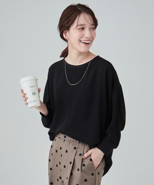 DRESKIP(ドレスキップ)の「◆【洗える/洗濯後にシワになりにくい】リブ切替ドルマンブラウス(シャツ/ブラウス・レディース・ブルーグリーン/ベビーピンク/ブラック/スモーキーグリーン系/ブラウン系/ライトベージュ・00)」の2枚目の写真