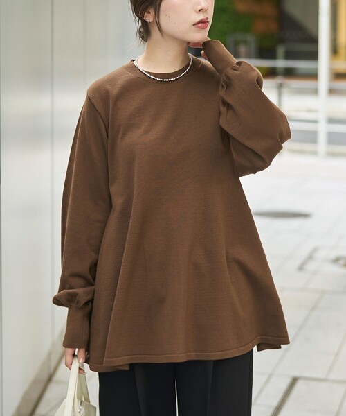 RONEL（ロネル）の「【再入荷・新色登場】RONEL ハイゲージペプラムロングスリーブニット（ニット/セーター・レディース・グレー/ターコイズブルー/ブラック/ブラウン系・S/M/L）」の3枚目の写真