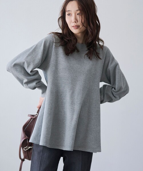 RONEL（ロネル）の「【再入荷・新色登場】RONEL ハイゲージペプラムロングスリーブニット（ニット/セーター・レディース・グレー/ターコイズブルー/ブラック/ブラウン系・S/M/L）」の5枚目の写真