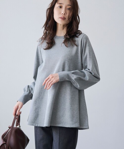 RONEL（ロネル）の「【再入荷・新色登場】RONEL ハイゲージペプラムロングスリーブニット（ニット/セーター・レディース・グレー/ターコイズブルー/ブラック/ブラウン系・S/M/L）」の6枚目の写真