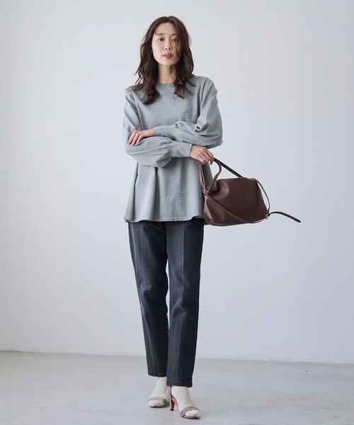 RONEL（ロネル）の「【再入荷・新色登場】RONEL ハイゲージペプラムロングスリーブニット（ニット/セーター・レディース・グレー/ターコイズブルー/ブラック/ブラウン系・S/M/L）」の9枚目の写真