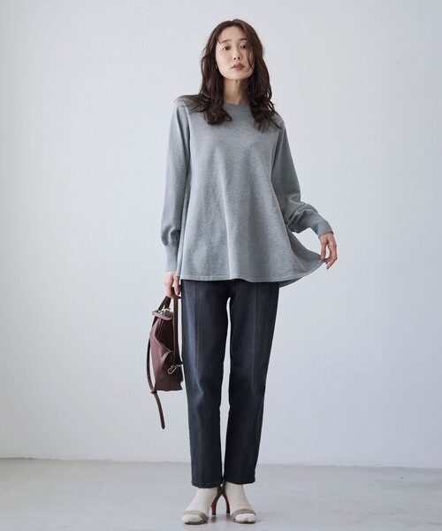 RONEL（ロネル）の「【再入荷・新色登場】RONEL ハイゲージペプラムロングスリーブニット（ニット/セーター・レディース・グレー/ターコイズブルー/ブラック/ブラウン系・S/M/L）」の10枚目の写真