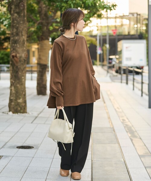 RONEL（ロネル）の「【再入荷・新色登場】RONEL ハイゲージペプラムロングスリーブニット（ニット/セーター・レディース・グレー/ターコイズブルー/ブラック/ブラウン系・S/M/L）」の15枚目の写真