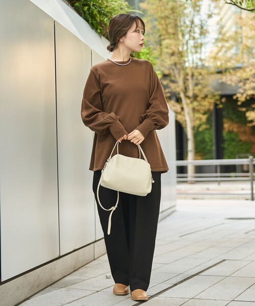 RONEL（ロネル）の「【再入荷・新色登場】RONEL ハイゲージペプラムロングスリーブニット（ニット/セーター・レディース・グレー/ターコイズブルー/ブラック/ブラウン系・S/M/L）」の16枚目の写真